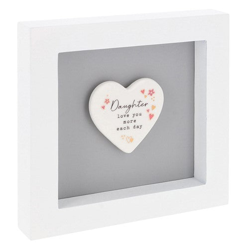 White frame with daughter porcelain heart