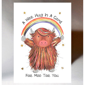 Scottish greeting card featuring a highland 