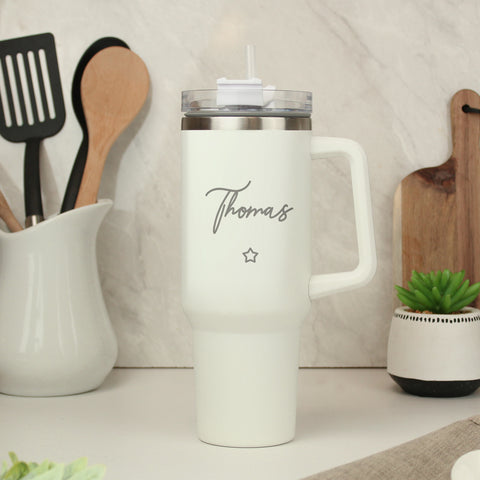 Personalised white insulated travel cup