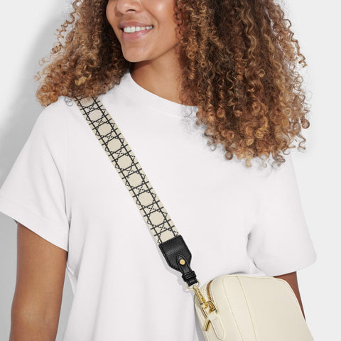 Black and white detachable bag strap