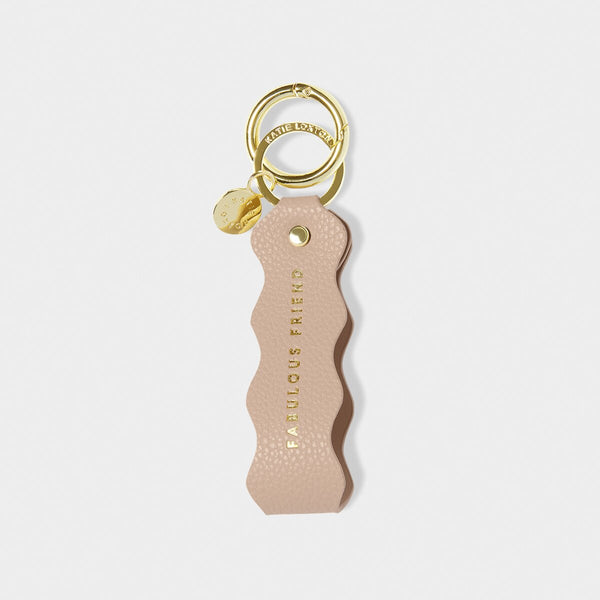 PU leather keyring in pink nude with gold stamped sentiment