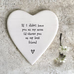 Heart shaped porcelain coaster for mum