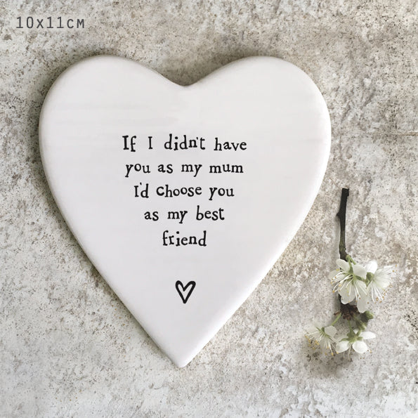 Heart shaped porcelain coaster for mum