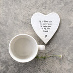 Heart shaped porcelain coaster for mum