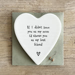 Heart shaped porcelain coaster for mum