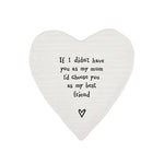 Heart shaped porcelain coaster for mum