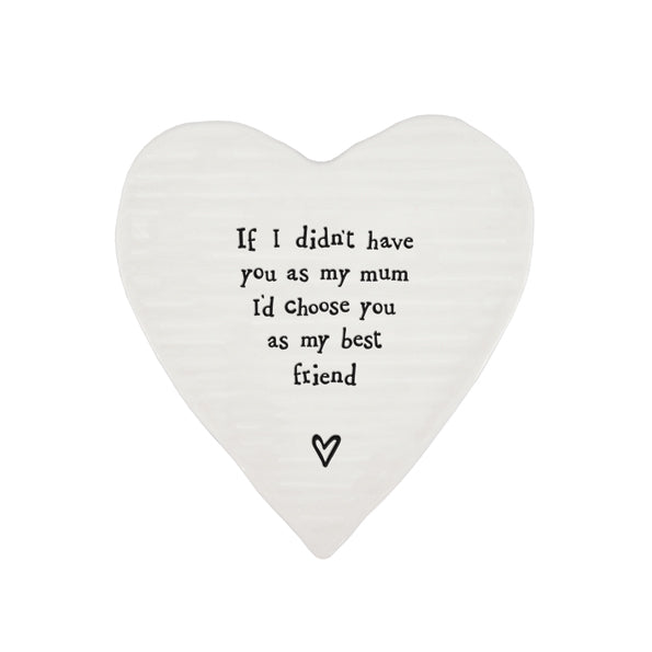 Heart shaped porcelain coaster for mum