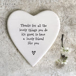 Heart shaped porcelain coaster for friend