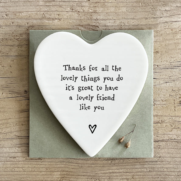Heart shaped porcelain coaster for friend