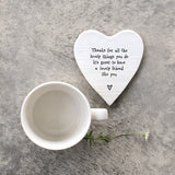 Heart shaped porcelain coaster for friend