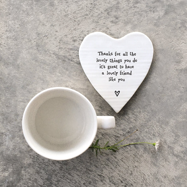 Heart shaped porcelain coaster for friend