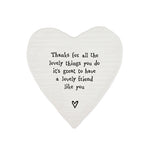 Heart shaped porcelain coaster for friend