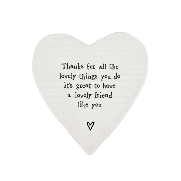 Heart shaped porcelain coaster for friend