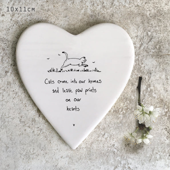 Heart shaped porcelain coaster for cat lovers