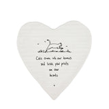 Heart shaped porcelain coaster for cat lovers