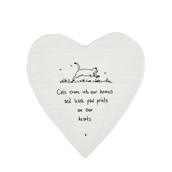 Heart shaped porcelain coaster for cat lovers