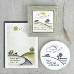 White porcelain coaster with traditional East Of India Illustration