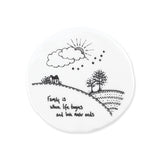 White porcelain coaster with traditional East Of India Illustration