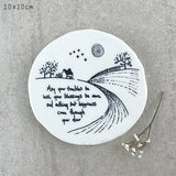 White porcelain coaster with traditional East Of India Illustration