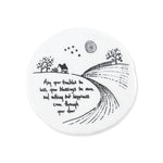 White porcelain coaster with traditional East Of India Illustration