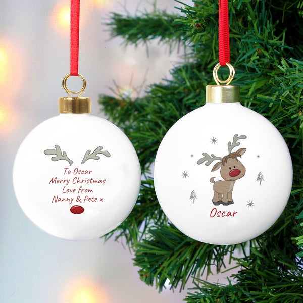 Personalised Reindeer Christmas Bauble