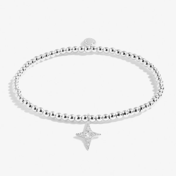 Silver beaded bracelet with sparkly star charm