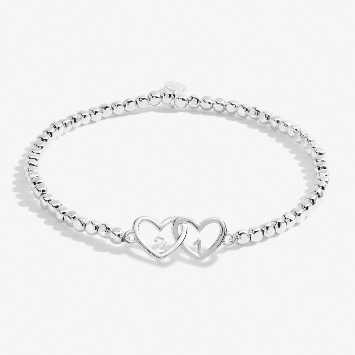 Silver beaded bracelet with heart charm