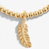 Gold plated Joma jewellery bracelet with hanging feather charm