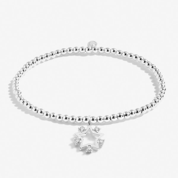 Silver plated beaded stretch bracelet with star charm