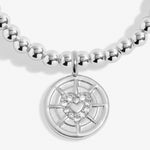 Joma beaded stretch bracelet with heart and disc charm