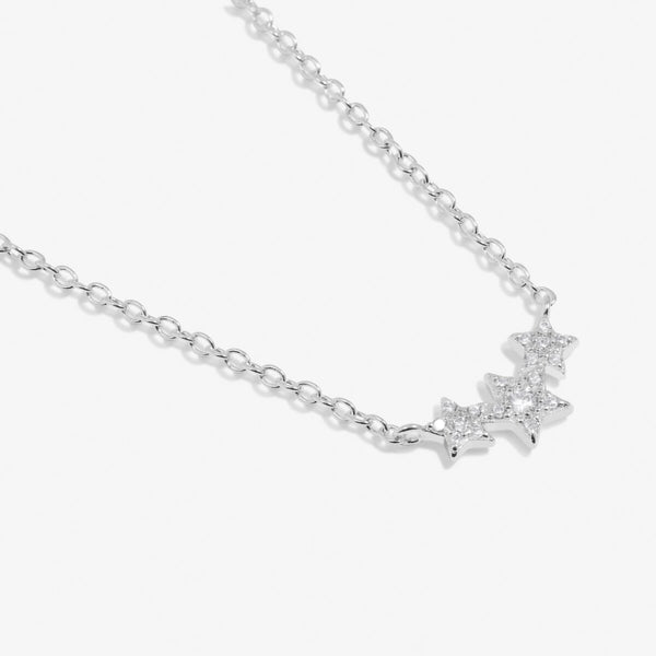 Joma jewellery silver plated necklace with star pendant presented in Christmas cracker gift box