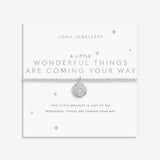 Joma jewellery beaded stretch bracelet with hanging solid disc charm with engraved sparkly stars presented on foil stamped sentiment card.