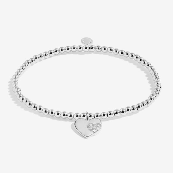 Joma Jewellery Christmas silver plated beaded bracelet for Mum presented on a festive gifting card.