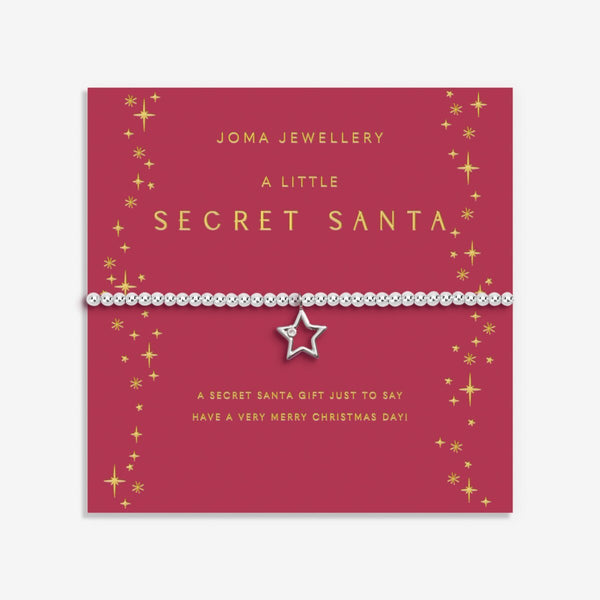 Joma Jewellery stretch beaded bracelet for Secret Santa with open star charm and presented on a festive gifting card.