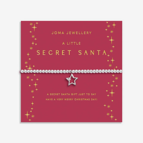 Joma Jewellery stretch beaded bracelet for Secret Santa with open star charm and presented on a festive gifting card.