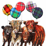 Scottish Slang Birthday Card with touch of tartan, highland coos and scottish slang