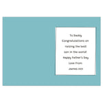 Personalised Father's Day Card - Well Done Dad. With personalisation on the front and inside.