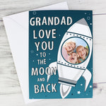 Personalised photo upload card with rocket ship and words - Love You To The Moon And Back