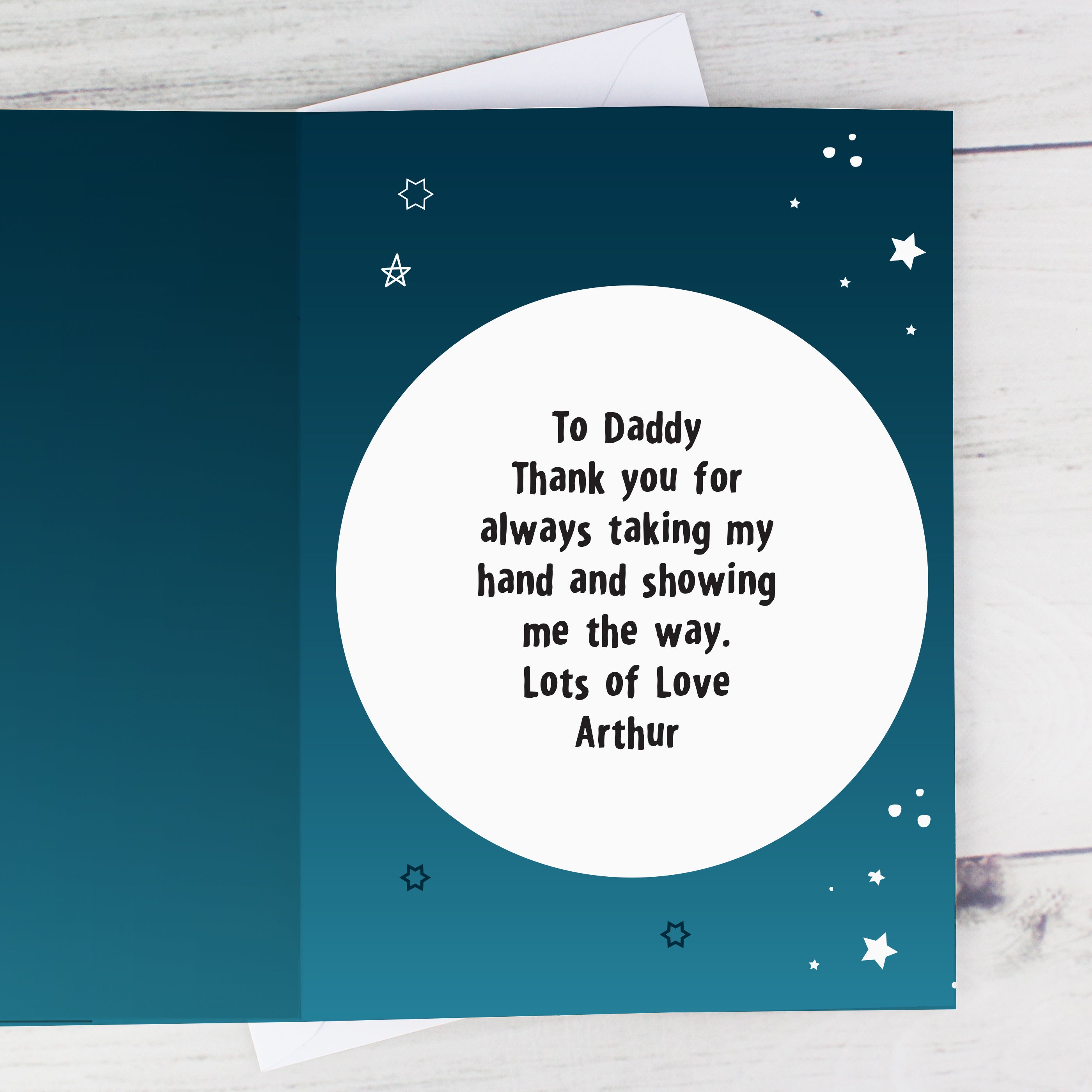 Personalised photo upload card with rocket ship and words - Love You To The Moon And Back