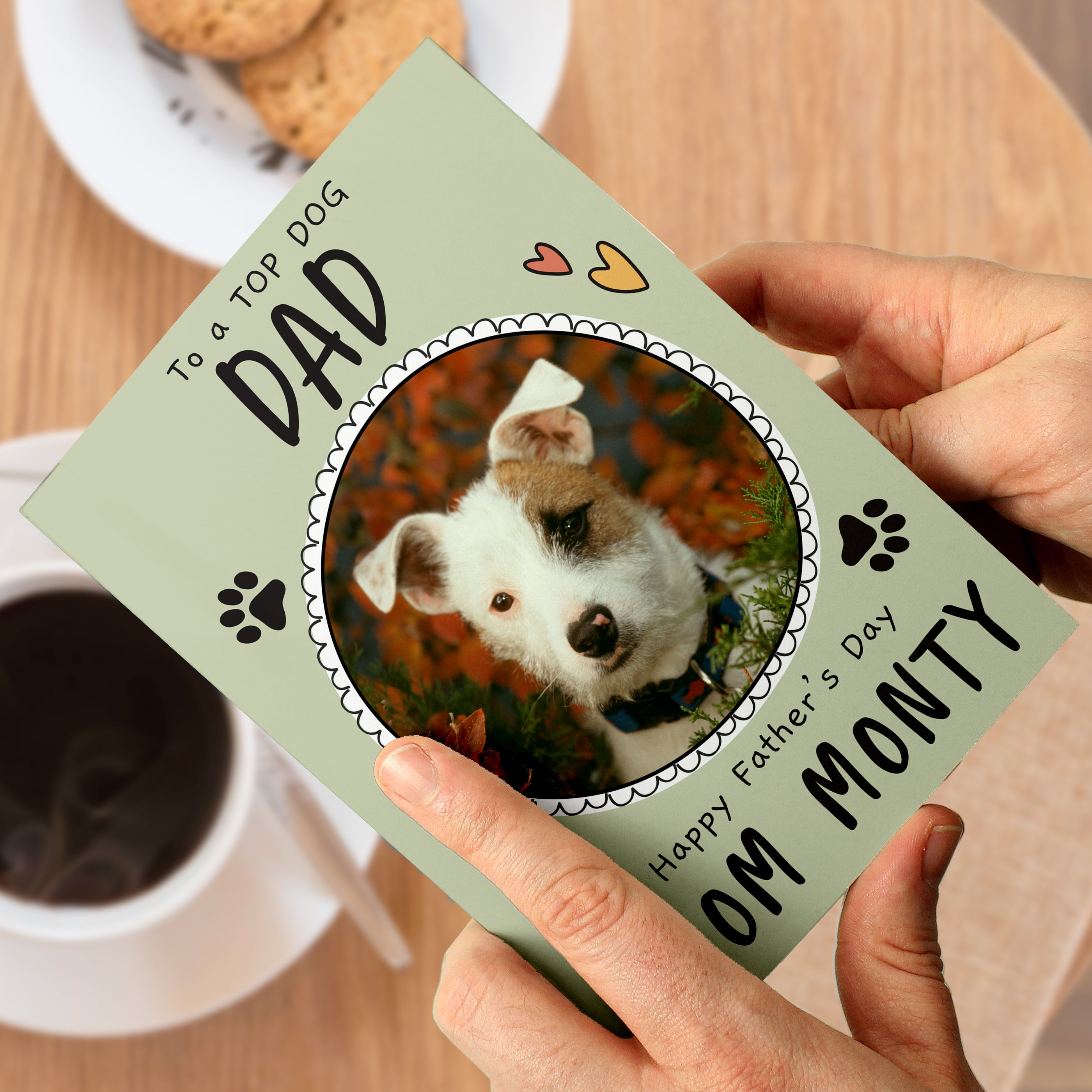 Personalised Father's Day Card from the dog. Upload a photo and put your own message on it.