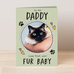 Personalised Father's Day card from the cat with photo upload and personalisation on front and inside.