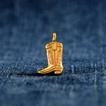 Joma Jewellery stretch beaded bracelet featuring a hanging cowgirl boot charm in gold plating presented on a foil stamped sentiment card.