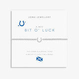 Joma jewellery stretch beaded bracelet with sparkly horseshoe charm presented on sentiment card.