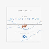 Joma jewellery stretch beaded bracelet with rose gold hanging highland cow charm.