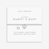 Joma jewellery stretch beaded bracelet with hanging heart charm with small sparkling heart presented on a foil stamped sentiment card.