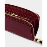 Katie Loxton large vegan leather purse in cherry with gold ton hardware.