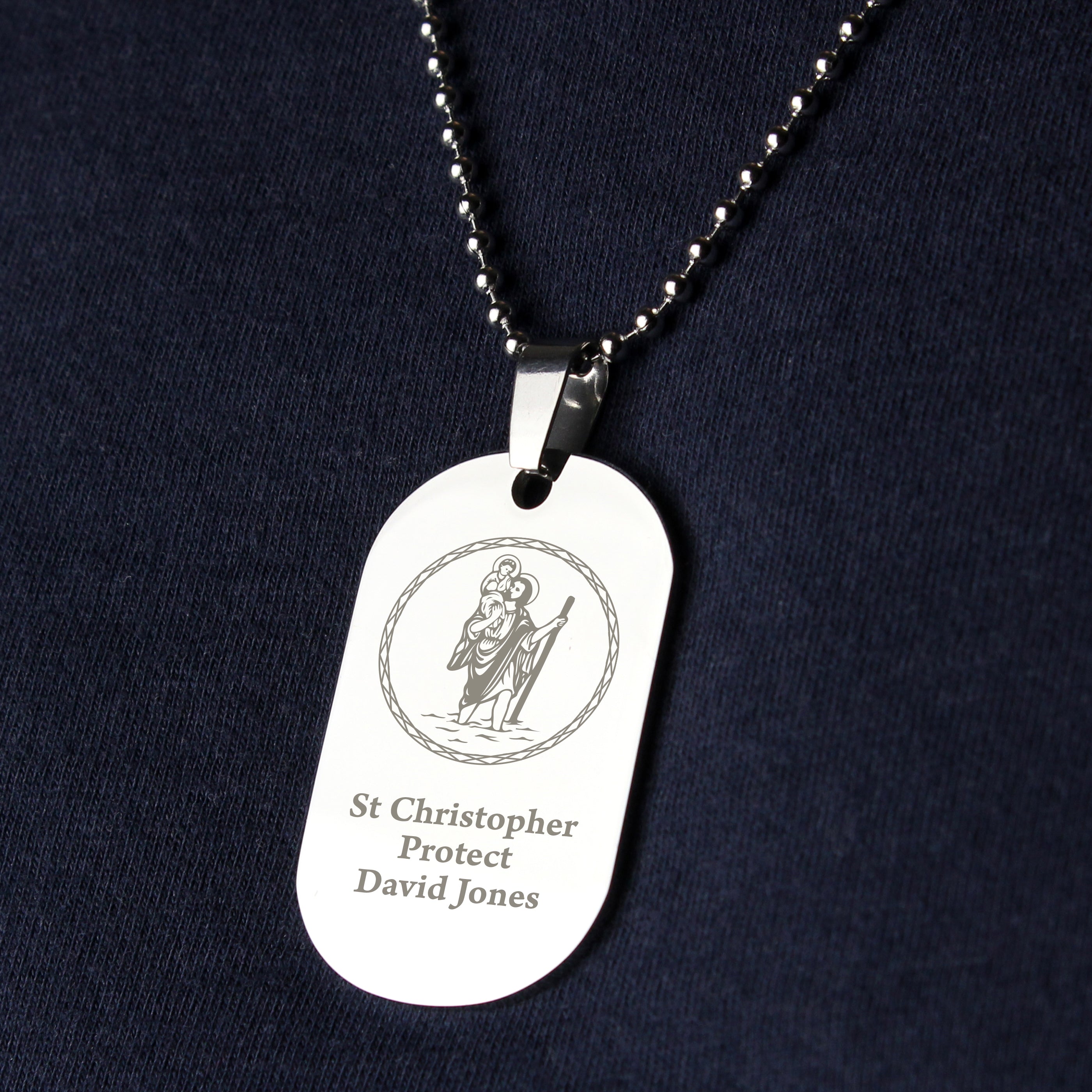 St Christopher Stainless Steel Dog Tag