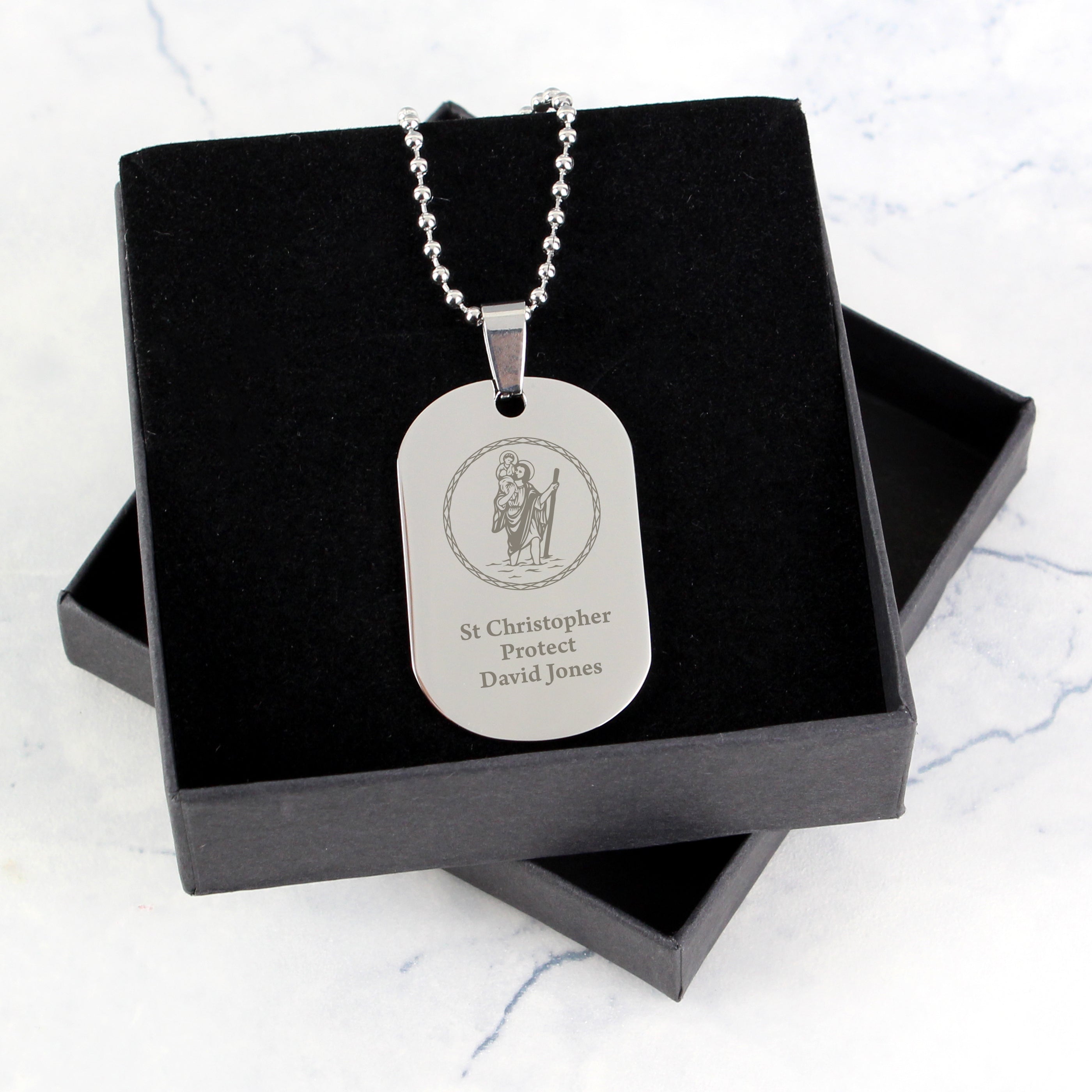 St Christopher Stainless Steel Dog Tag
