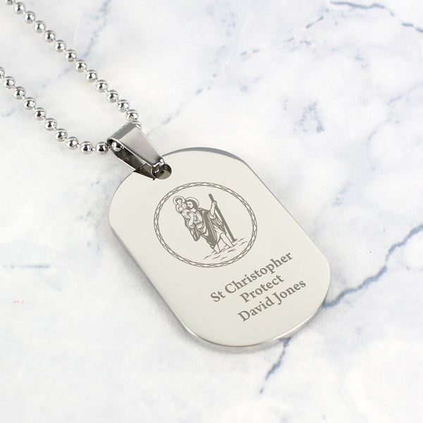 St Christopher Stainless Steel Dog Tag