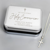 Sterling silver cross necklace with trinket box